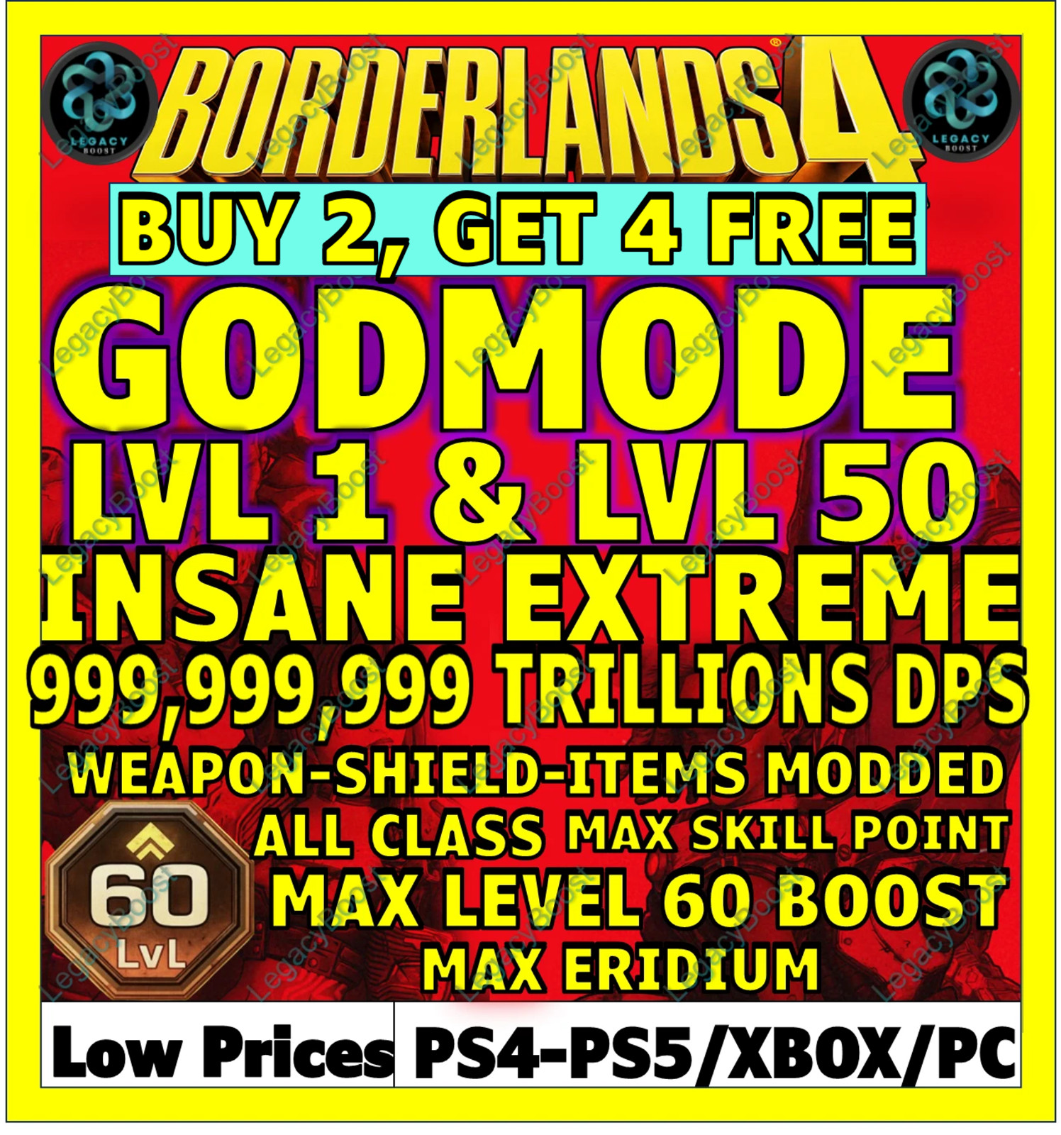 🔥BORDERLANDS 4✨WEAPONS MODDED LEVEL 1 ONE GEAR MODDED ✴️ GODMODE ✅PC-PS-XBOX✨UP