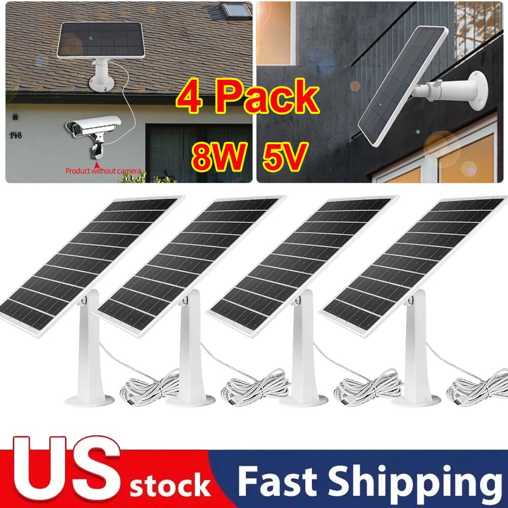 4 Pack Solar Panel for Ring Spotlight Camera/Stick Up Cam Battery Charger 8W 5V