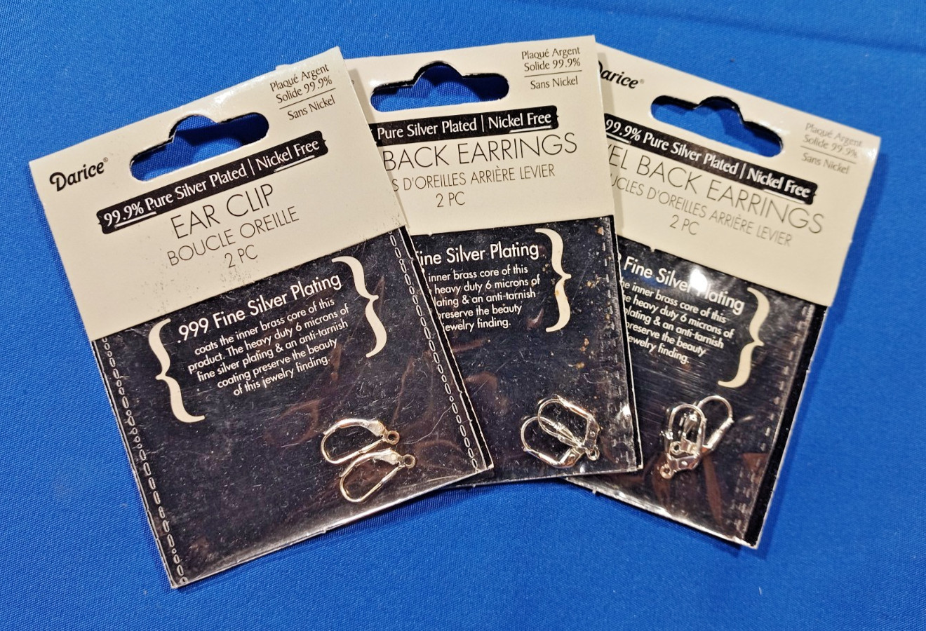 Darice Pure Silver Plated Ear Clips and Level Back Earrings UNOPENED NEVER USED