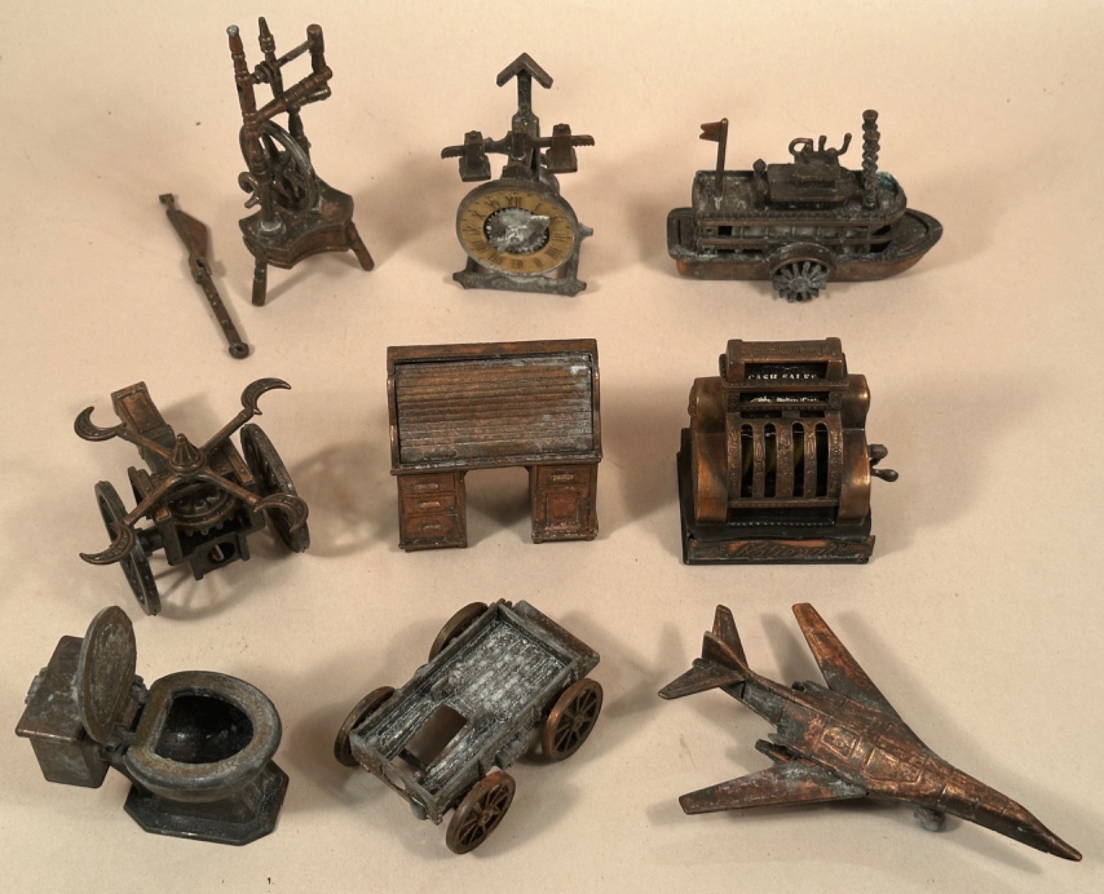 Novelty Pencil Sharpener Lot 3 (9) Cash Register, Jet, Toilet, Weapon Plus
