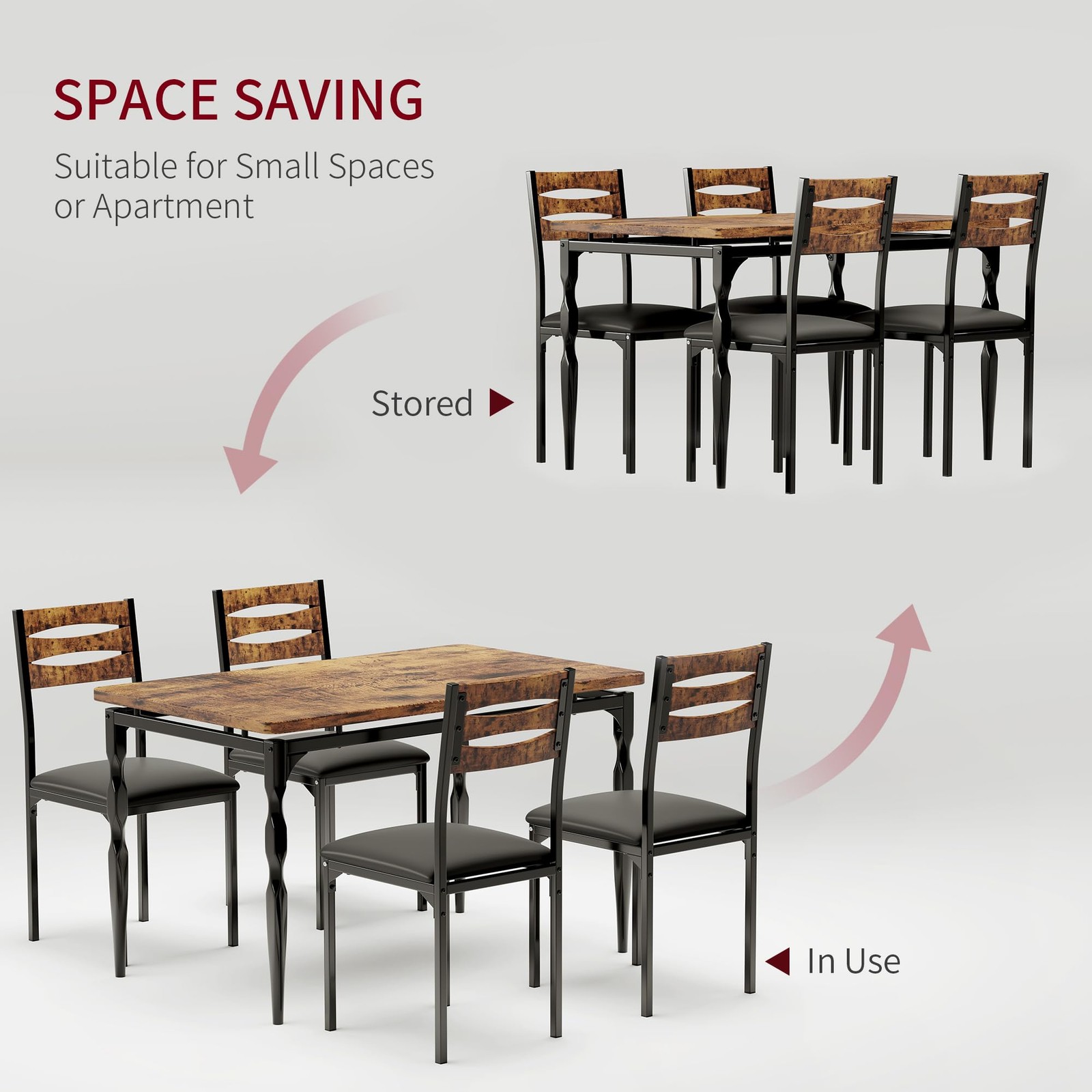5 Piece Table and Chairs Dining Table Set Kitchen Table for Small Spaces Dinning