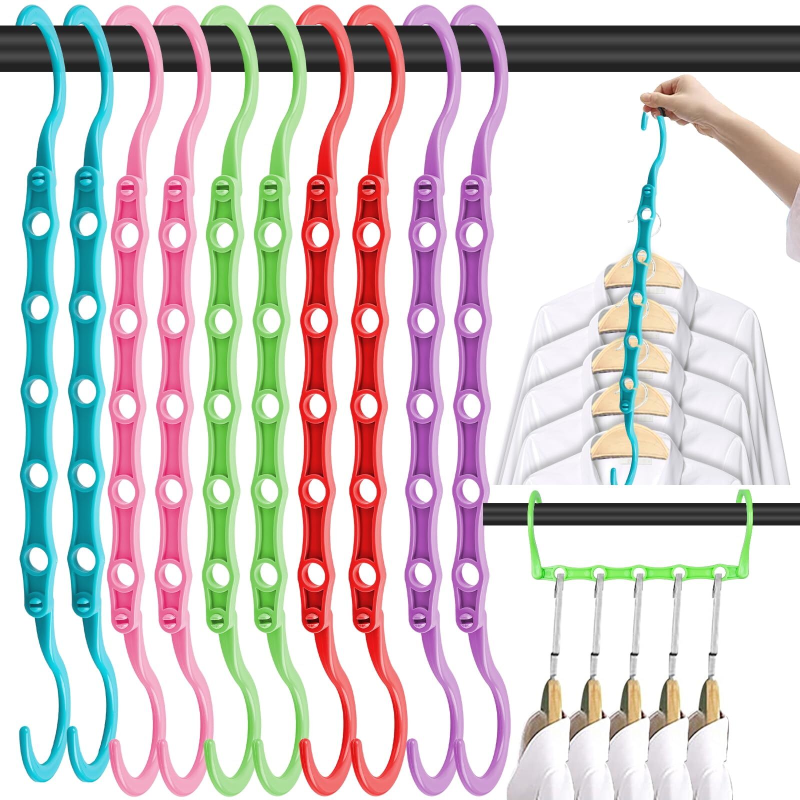 10 Pcs Magic Hangers Space Saving Clothes Organizer for College Doorm Essentials
