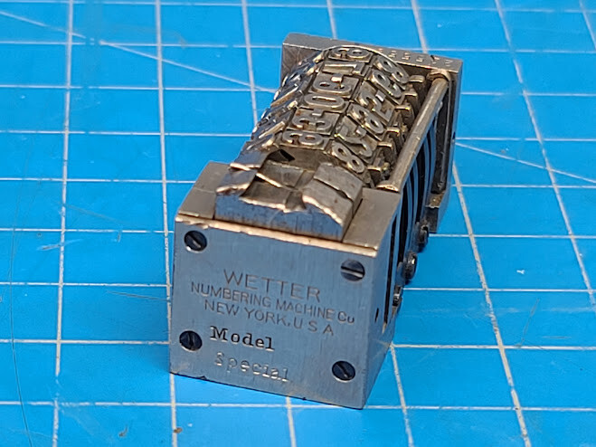Wetter Numbering Machine Co. Special Model 6 Digit Numbering Machine