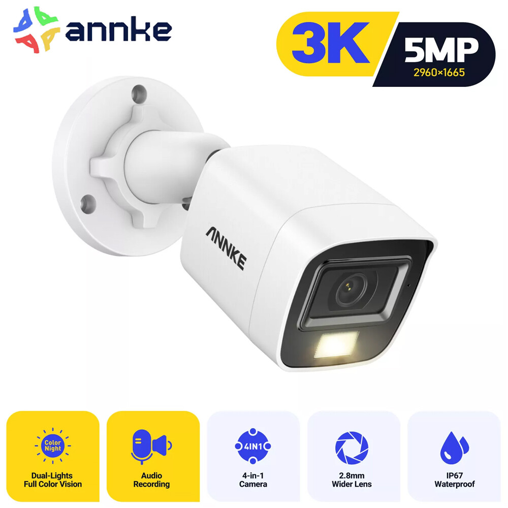 ANNKE 3K 5MP 4in1 Audio CCTV Security Camera Outdoor Color Night Vision IP67
