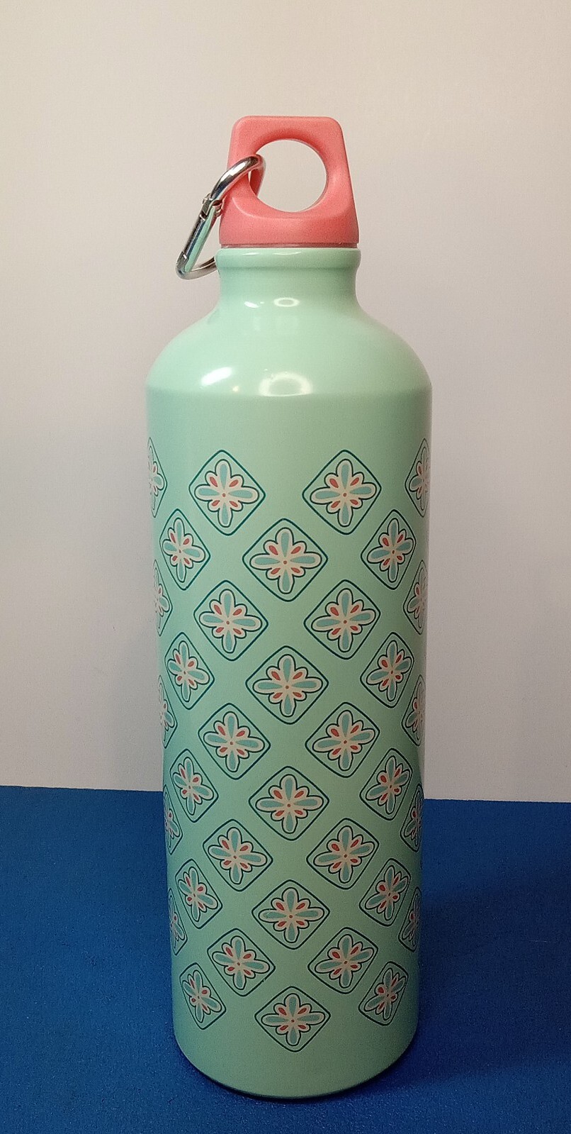 Pioneer Woman Stainless Steel 25 OZ Water Bottle W/ Lid & Clip  *Pink/Teal*