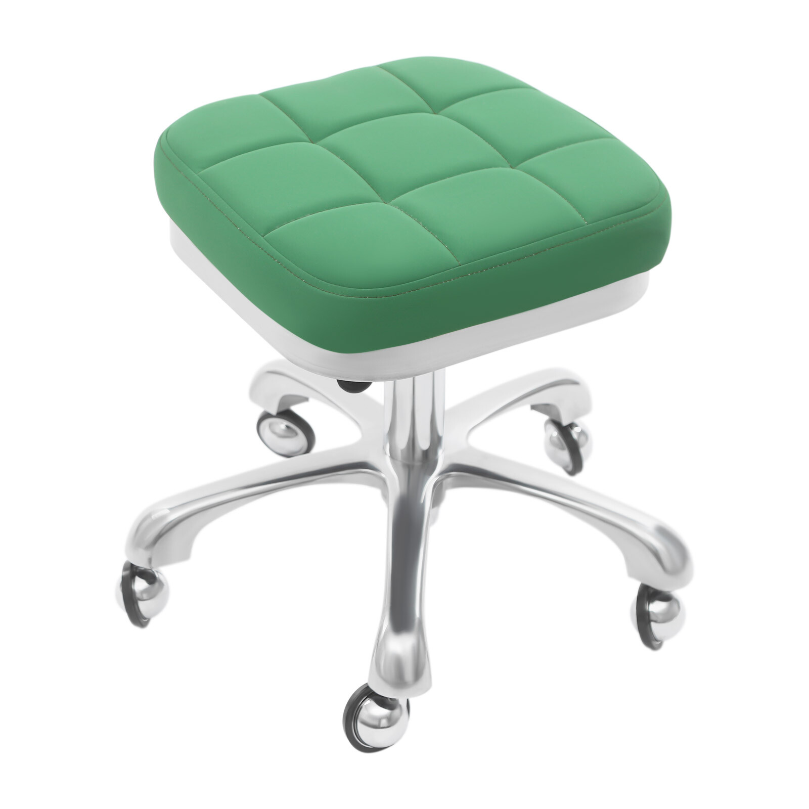 Square Rolling Stool, SPA Salon Stool, Green Rolling Stool Chair Free Standing