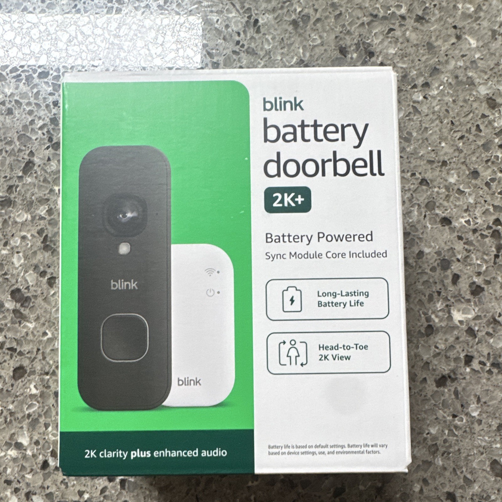 Blink Battery Doorbell 2K+ Black Video Doorbell w/ Sync Module Core, Wi-Fi