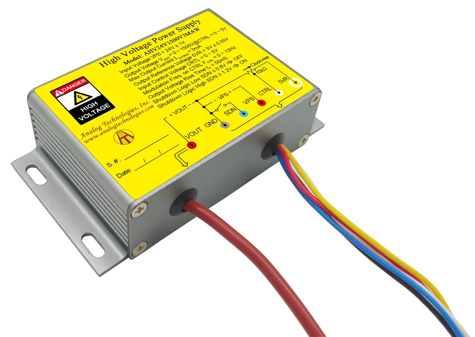 AHV24V1500V3MAW DC-DC HV Power Supply Module 24V Input 0-1500V 3mA  Control