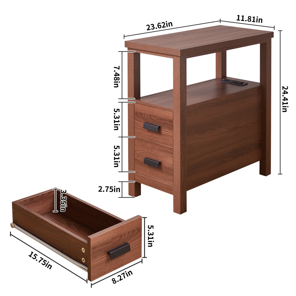 End Table with Charging Station,Side Tables with USB Ports & Outlets,Side Table