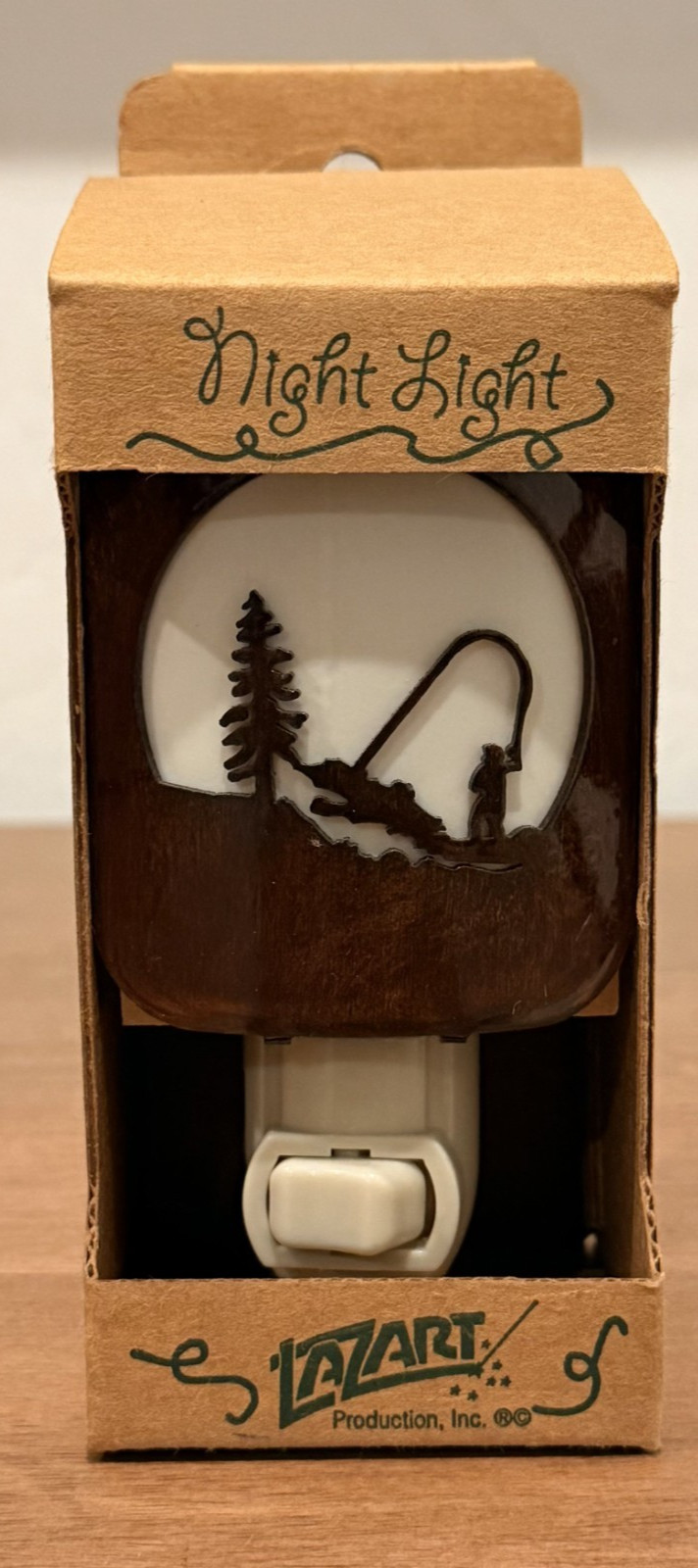 Lazart  FISHING Nightlight With Bulb Has a Honey Pinion Finish. FREE SHIPPING