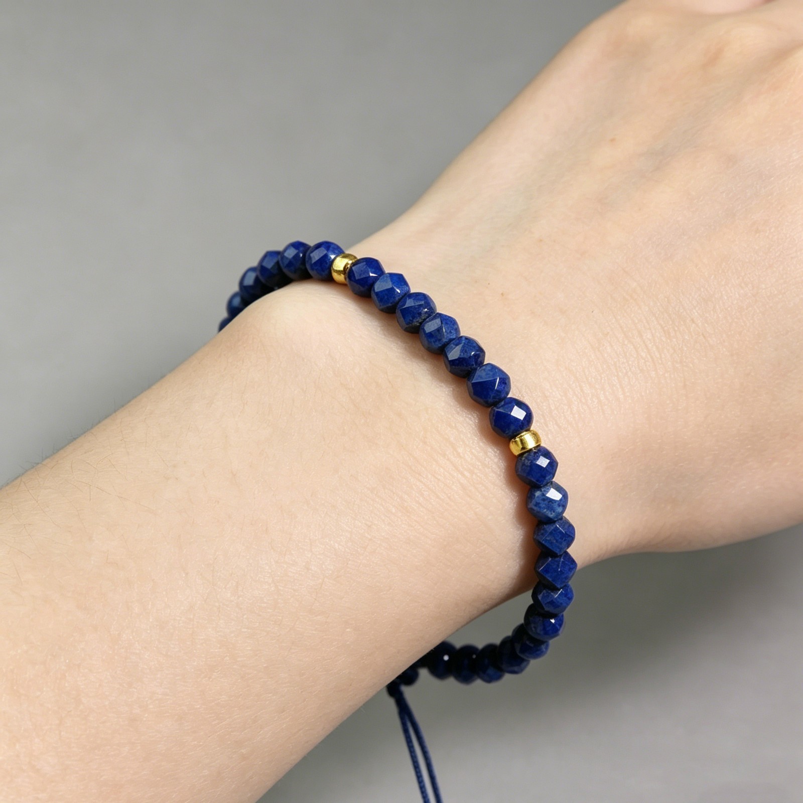 3mm Faceted Lapis Lazuli Beaded Healing Energy Crystal Minimalist Bracelet Gift