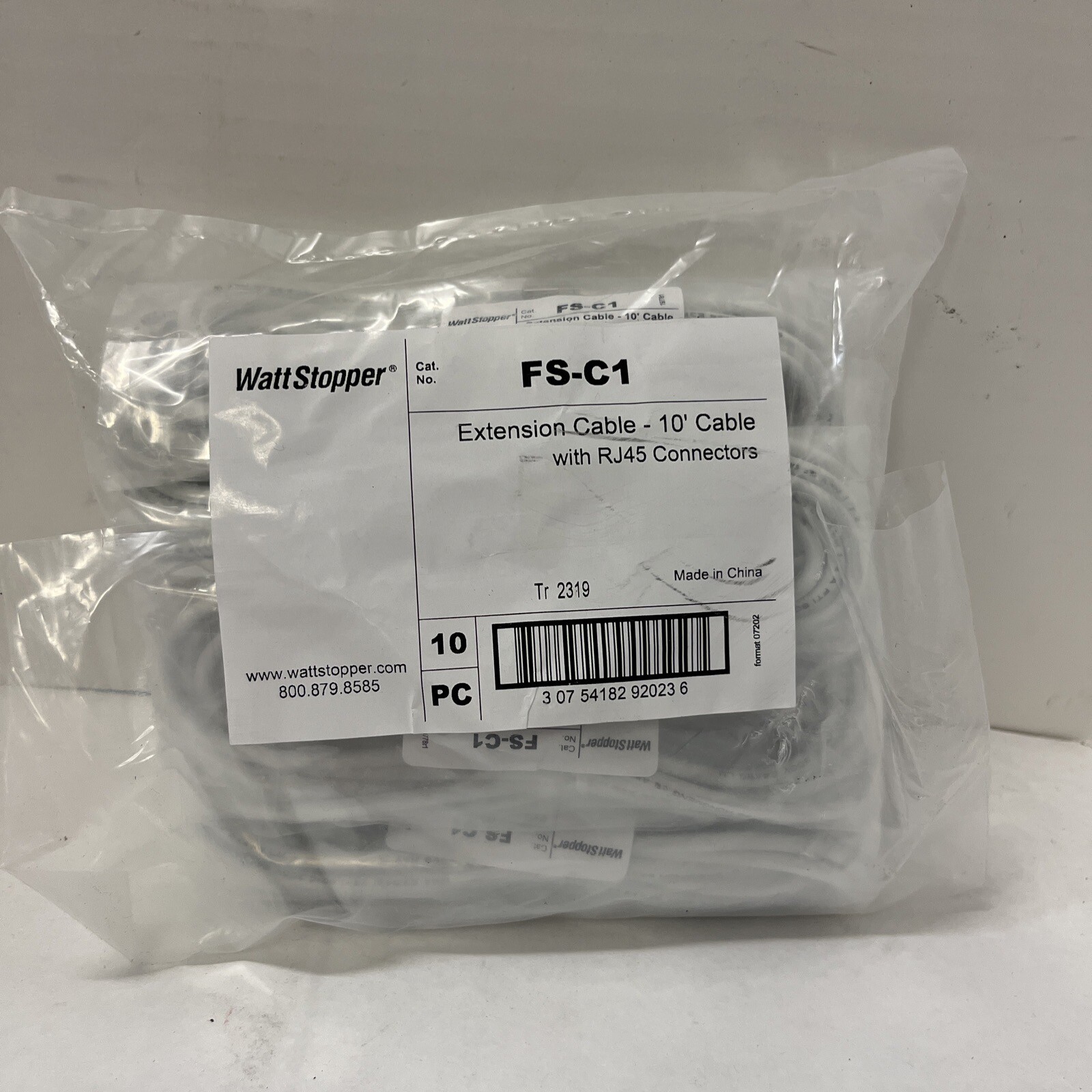 NEW WATTSTOPPER  FS-C1 10’ Extension Cable W RJ45 Connectors Lot Of 10