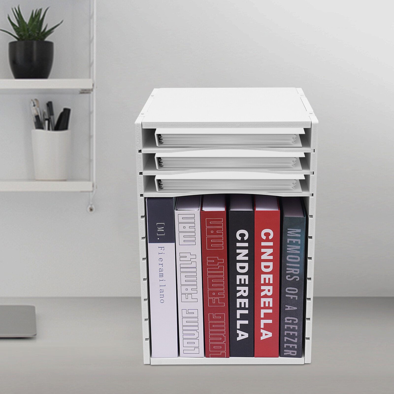 11-Compartments Paper Storage Holder Document Organizer Vertical Desktop Sorter