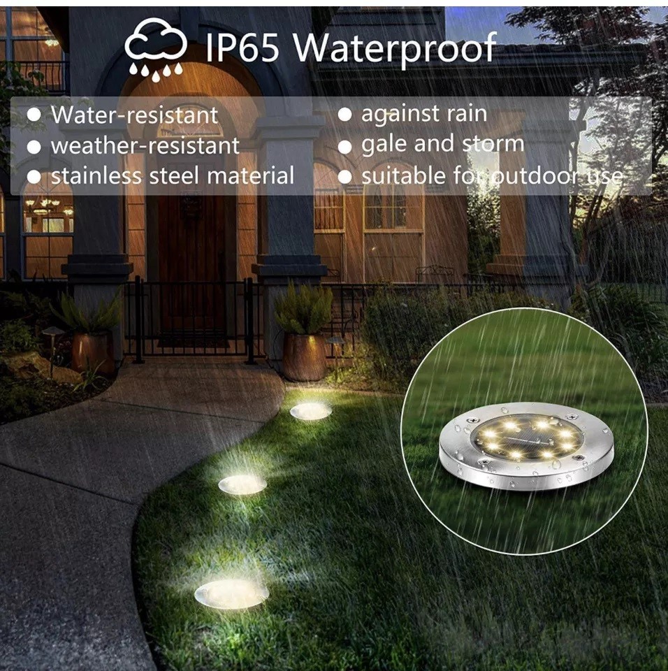 4Pcs LED Solar Powered In-Ground Lights