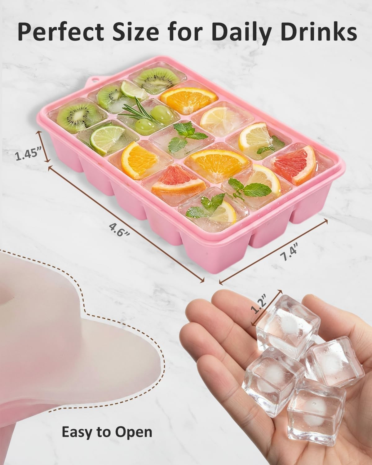 Silicone Ice Cube Trays with Lid, 2 Pack Ice Cube Molds, Easy Release Ice Cube
