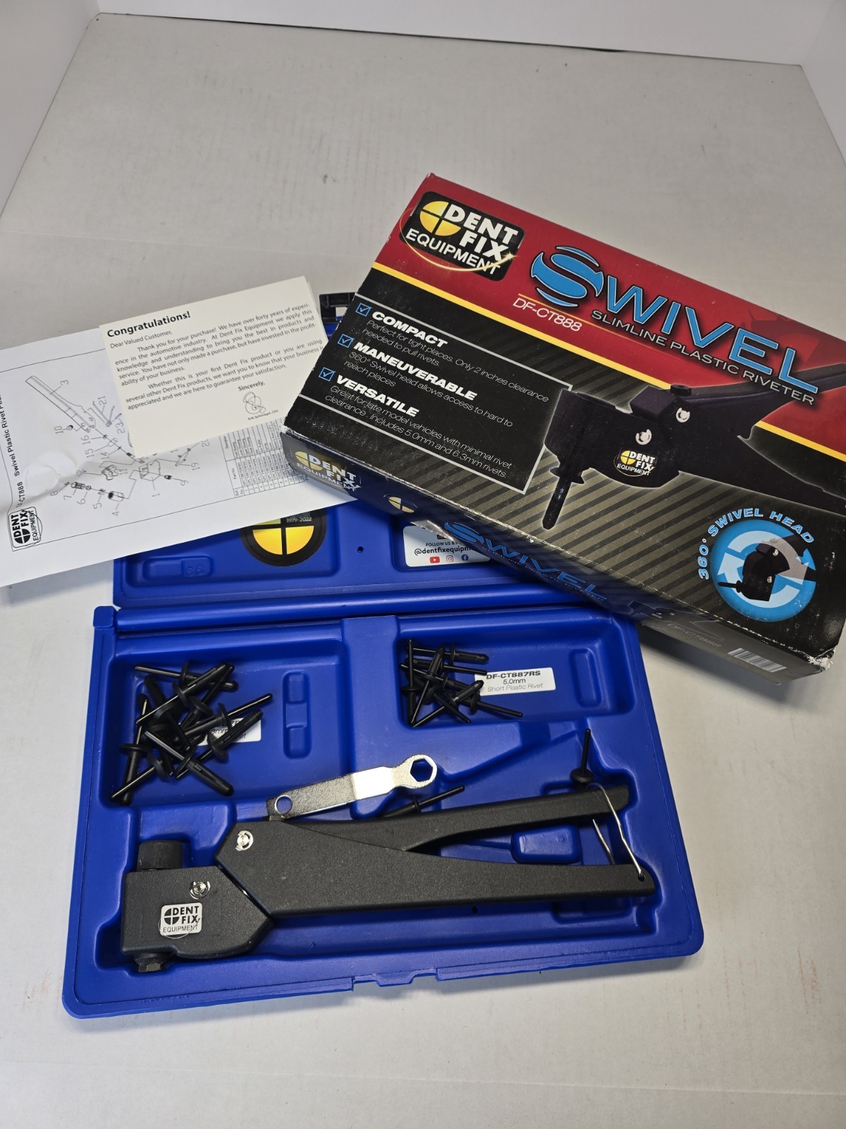 Dent Fix Df-ct888 Swivel Slimline Plastic Riveter