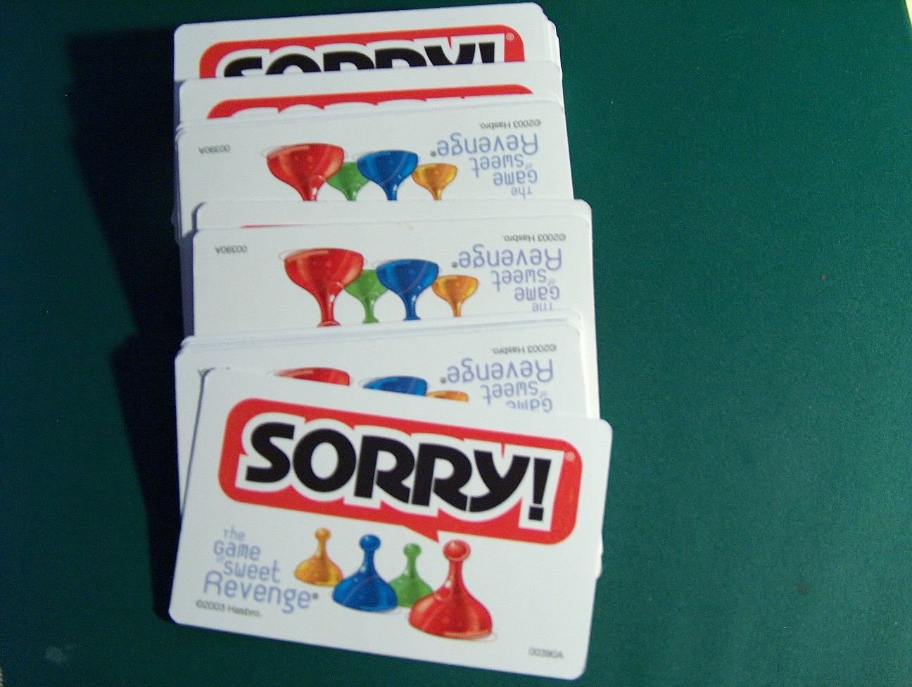 Sorry Cards White game drawing deck cards replacement pieces / parts Hasbro