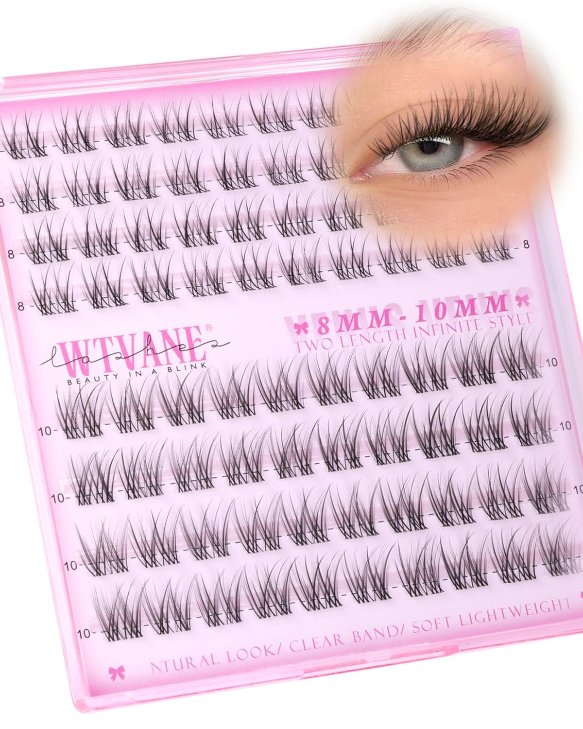 Wtvane Wispy Lash Clusters Short Cluster Eyelash Extensions 8-10mm Natural La...
