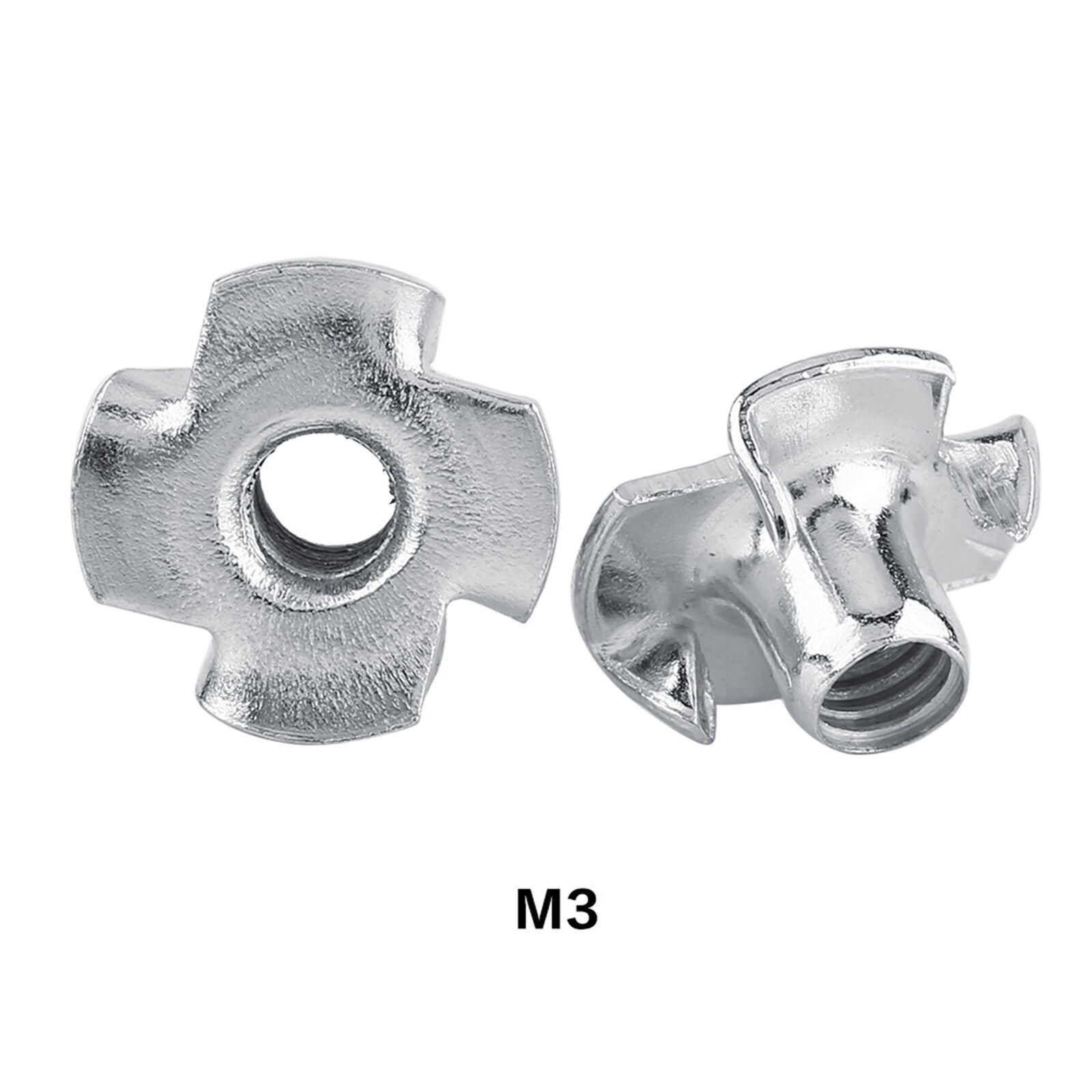Carbon Steel T Nut Four pronged Tee Nuts Woodworking Furniture (M3x50pcs)