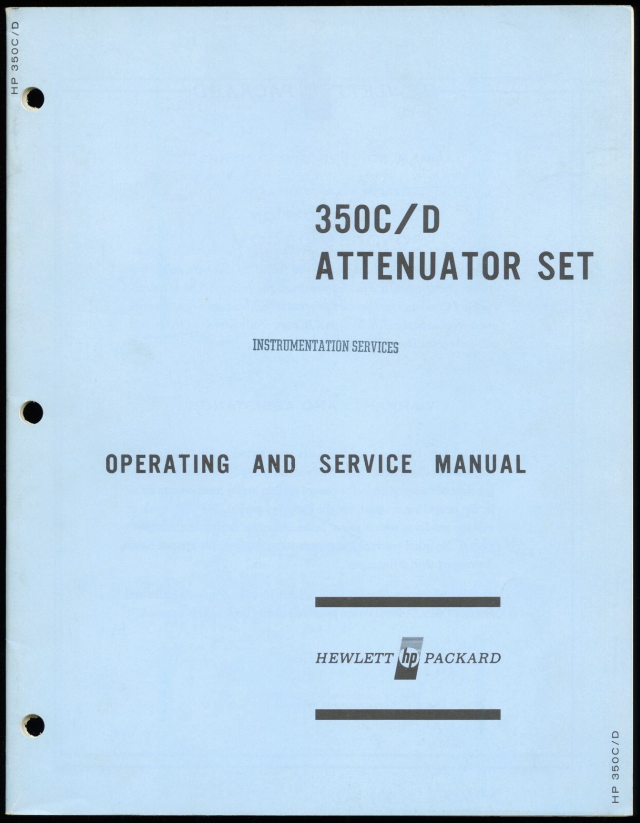 1966 HP HEWLETT PACKARD 350C/D ATTENUATOR SET OPERATING AND SERVICE MANUAL