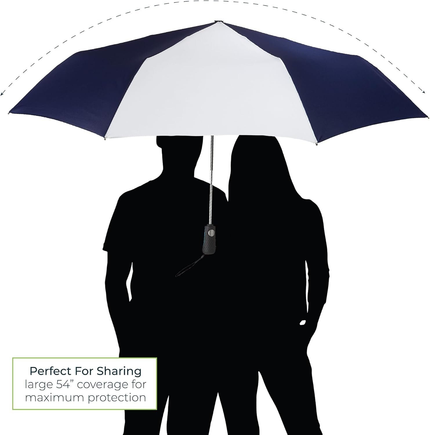 Totes Blue Line Golf Size Auto Open/Close Umbrella, Black
