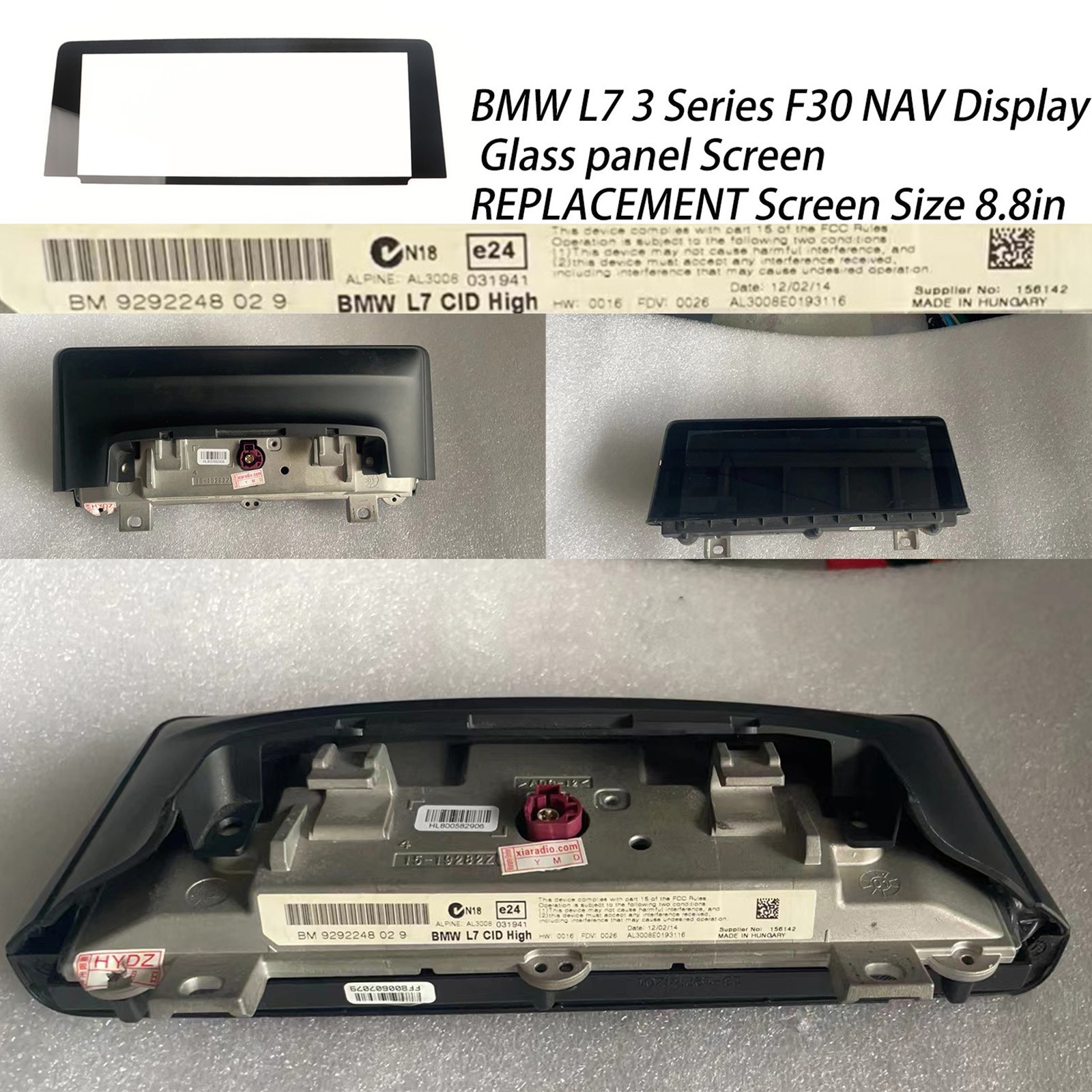 F30 NAV Display Glass panel Screen REPLACEMENT Screen L7 Size 8.8in BMW 3 Series