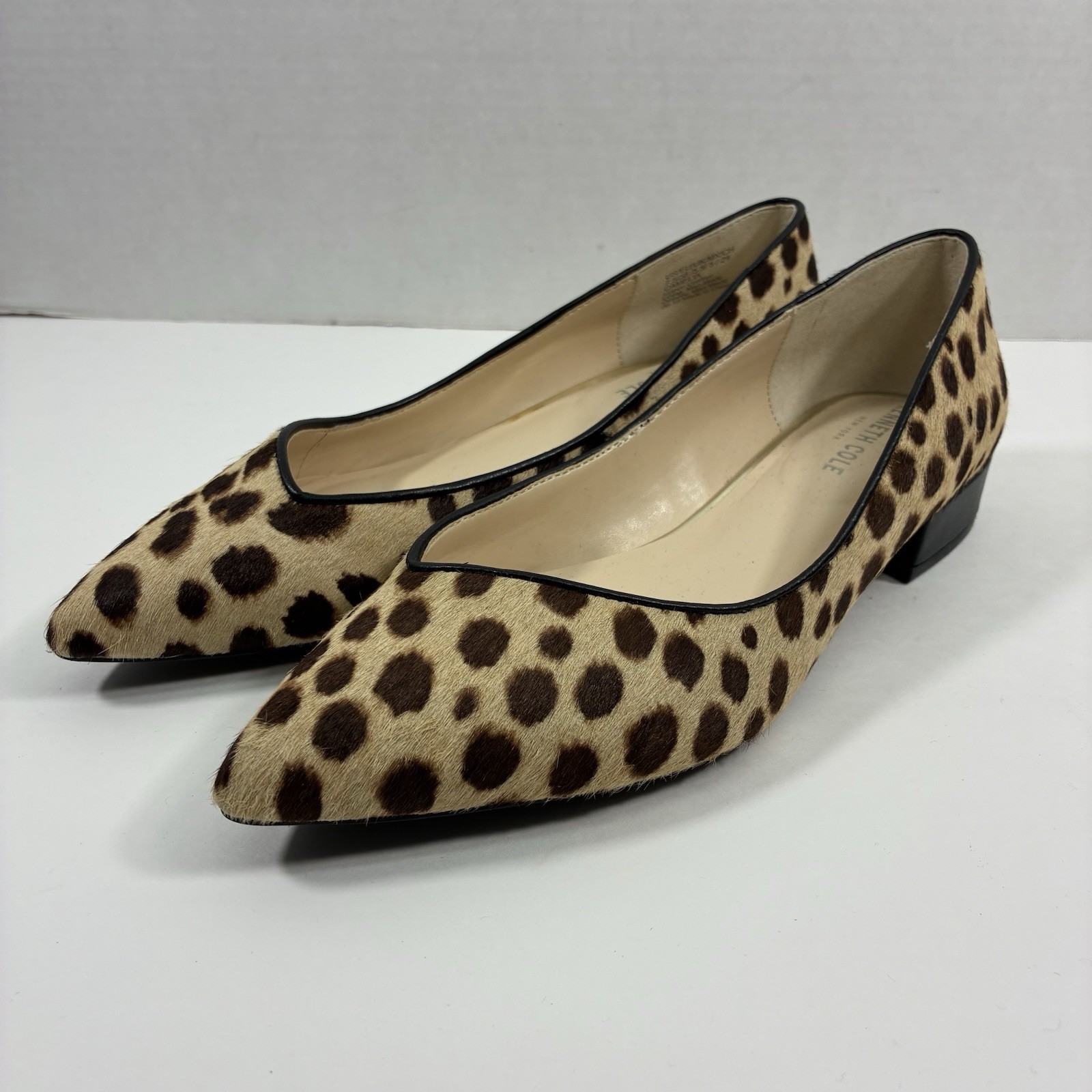 Kenneth Cole Camelia Calf Hair Fur Leopard Print Flats Slip On Women 7.5 Cheetah