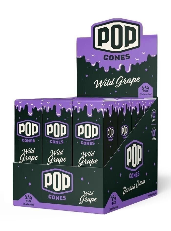 24 Packs Unbleached 1-1/4 - Pre-Rolled Cones - 6 Cones per Pack - Wild Grape