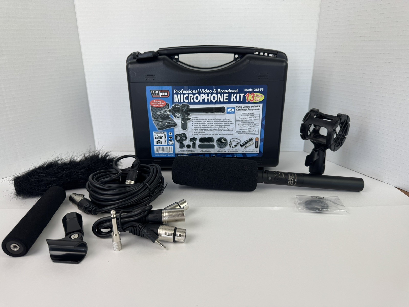 Vidpro XM-55 Condenser Shotgun Microphone Video Broadcast Mic W/ Case