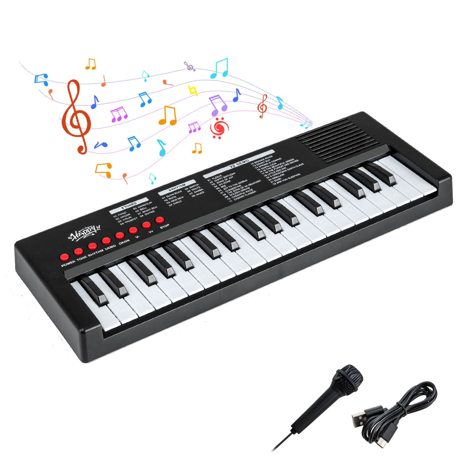 Kids Piano Keyboard w/8 Rhythms 8 Tones 22 Demos for 3+ Years Old Boys & Girls