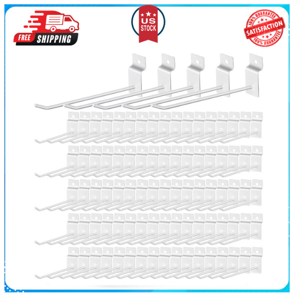 100 pcs Slatwall Hooks 6 Inch Panel Display Hooks Metal Slat Wall Hanging Hooks
