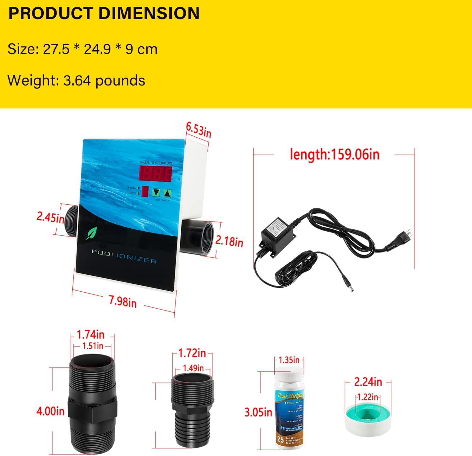 444301 Pool Ionizer Complete Swimming Pool Care Sanitation System Tool Replace