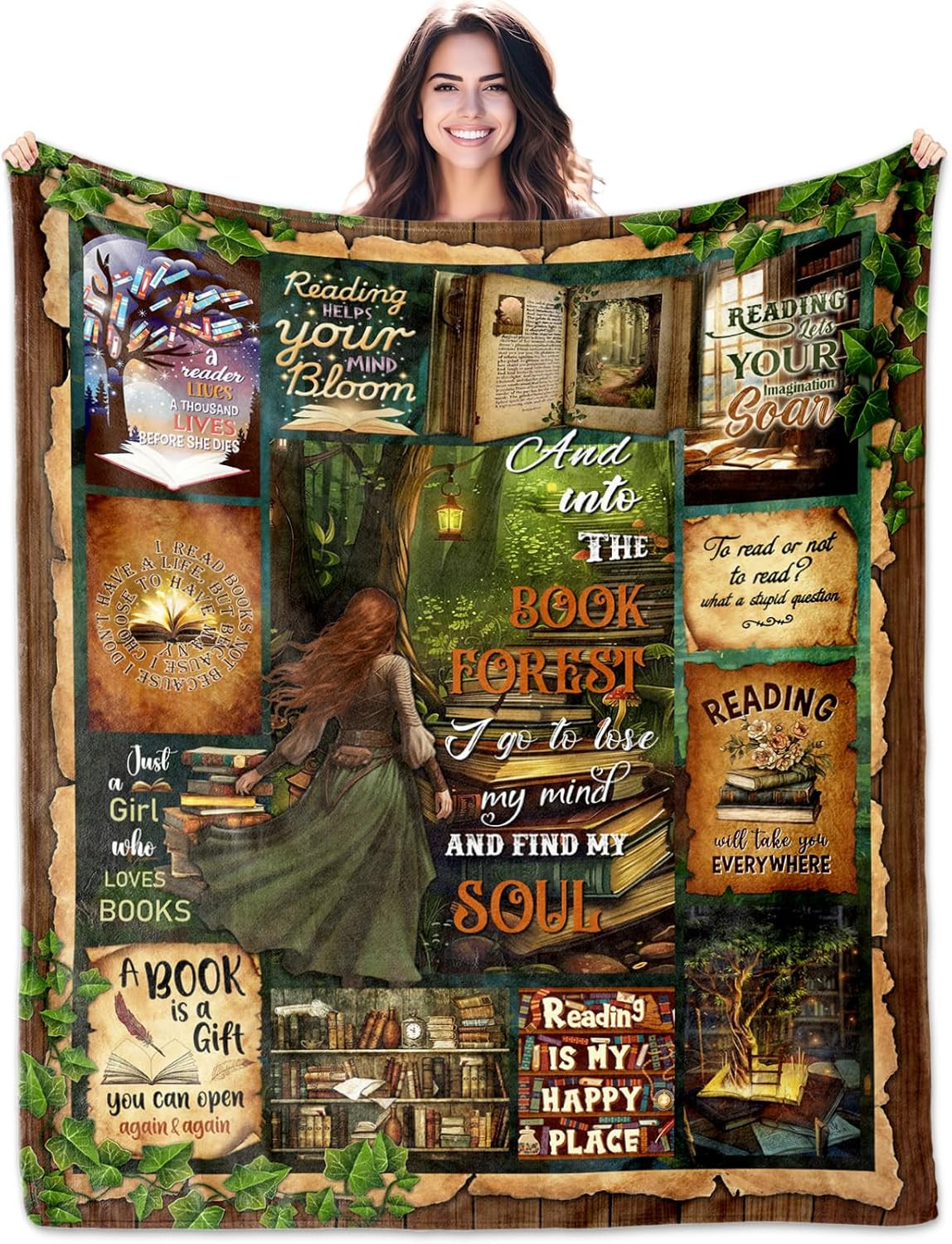 Book Lovers Gifts Throw Blanket 60"x50", Gifts for Book Lovers Women/Reader/Libr