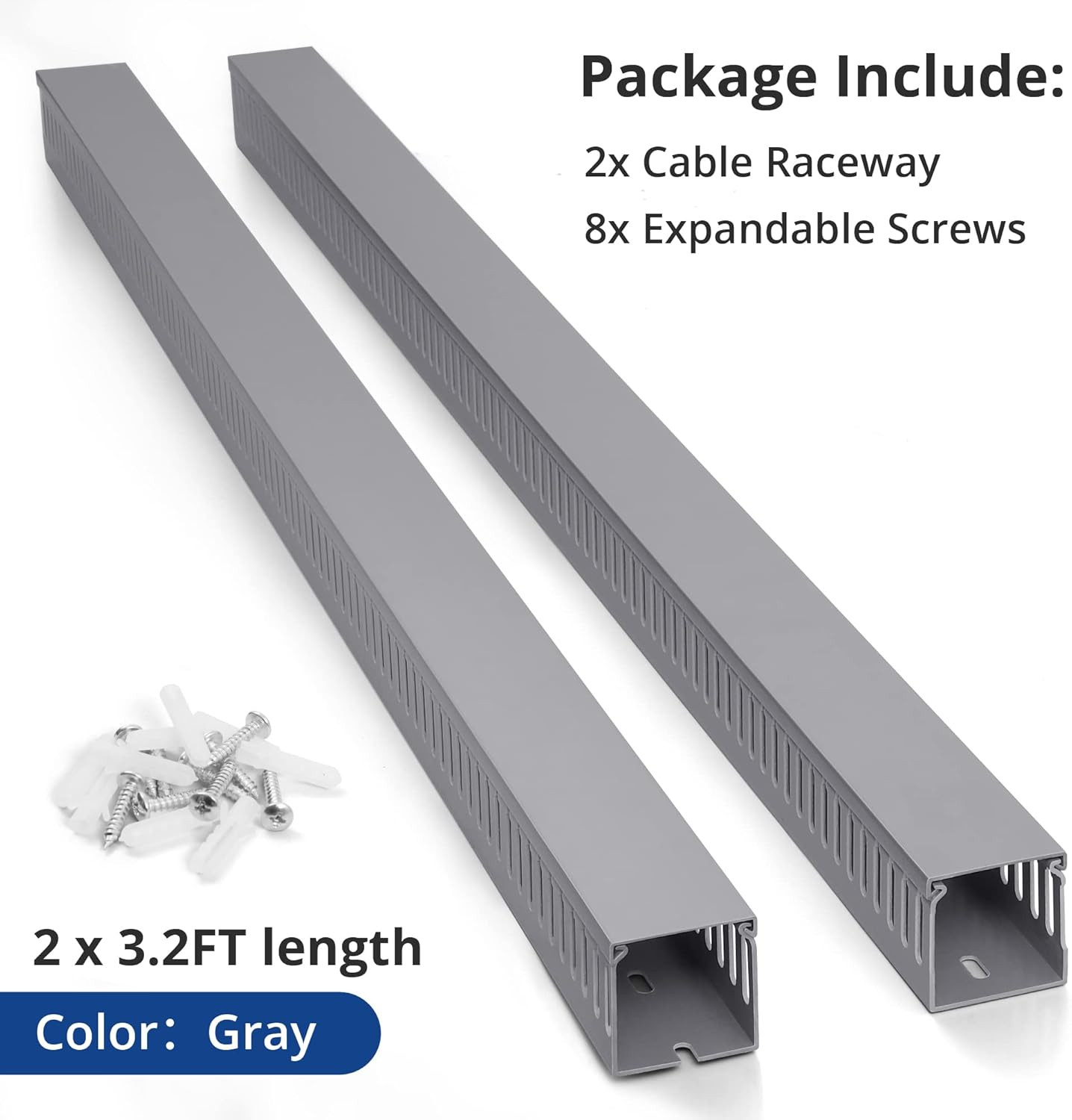 2X2In Server Rack Cable Management 6.6Ft Cable Duct Cable Raceway Kit Electrical