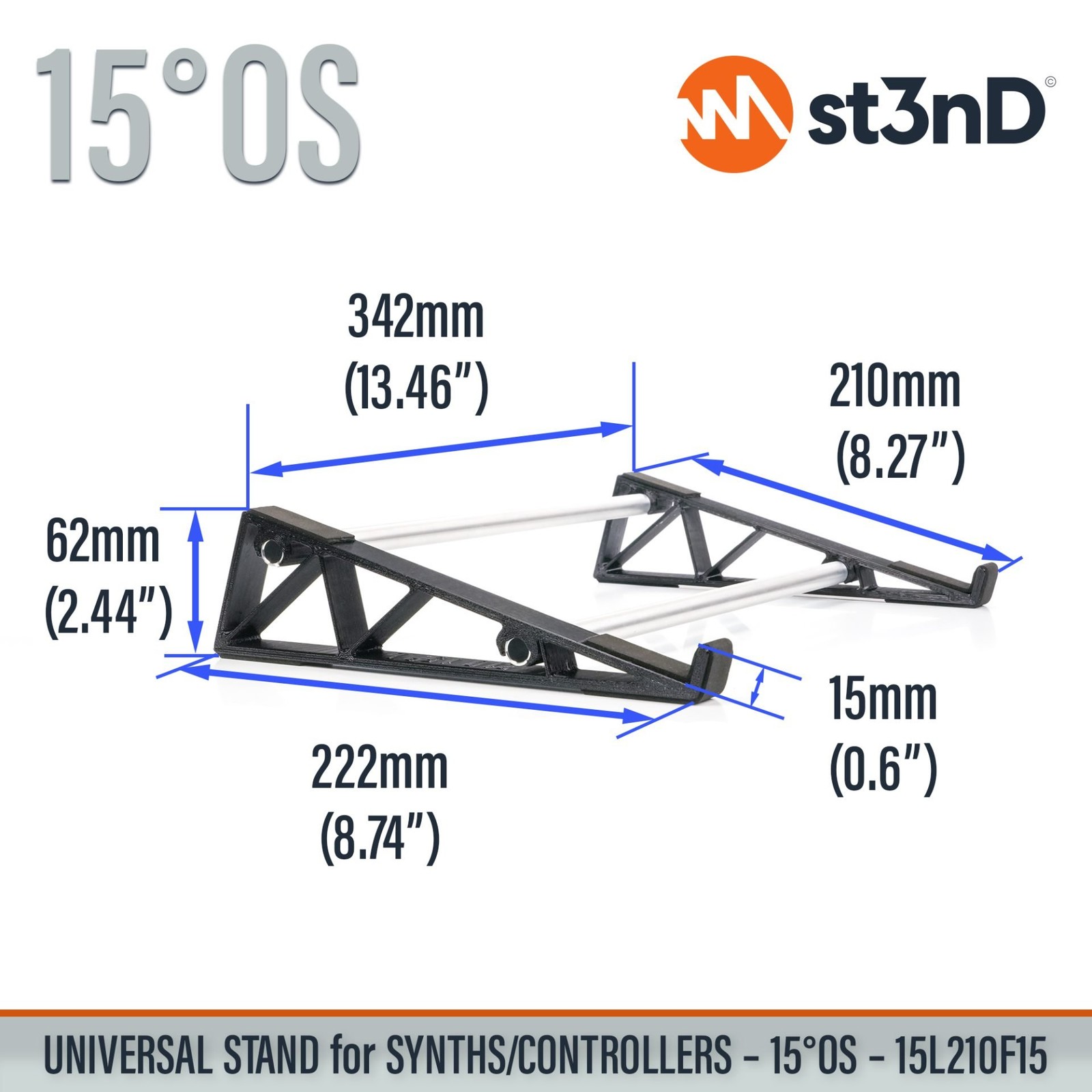 UNIVERSAL STAND for SYNTHS / CONTROLLERS - 15° - Open Style - 15L210F15