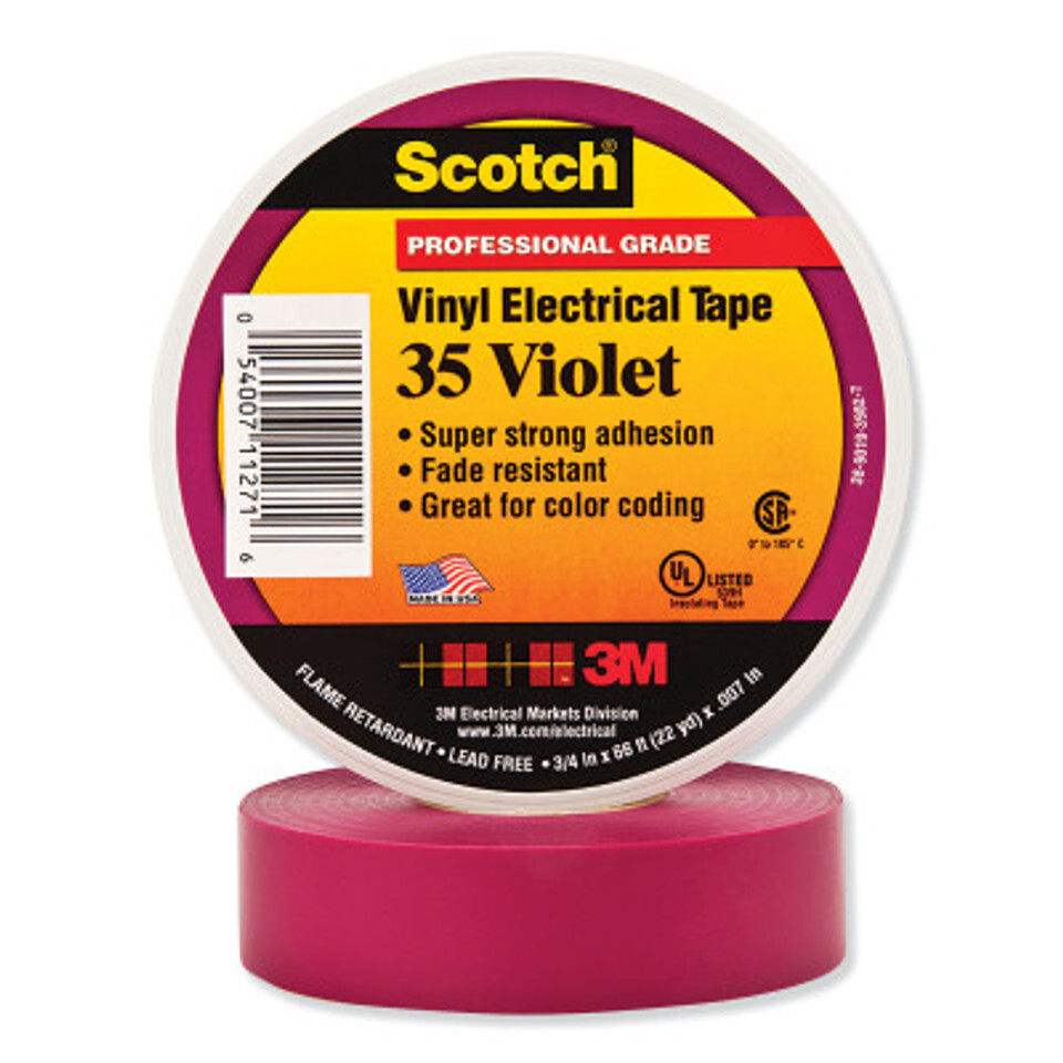 Scotch Vinyl Color Coding Electrical Tape 35, 1/2 in x 20 ft, Violet