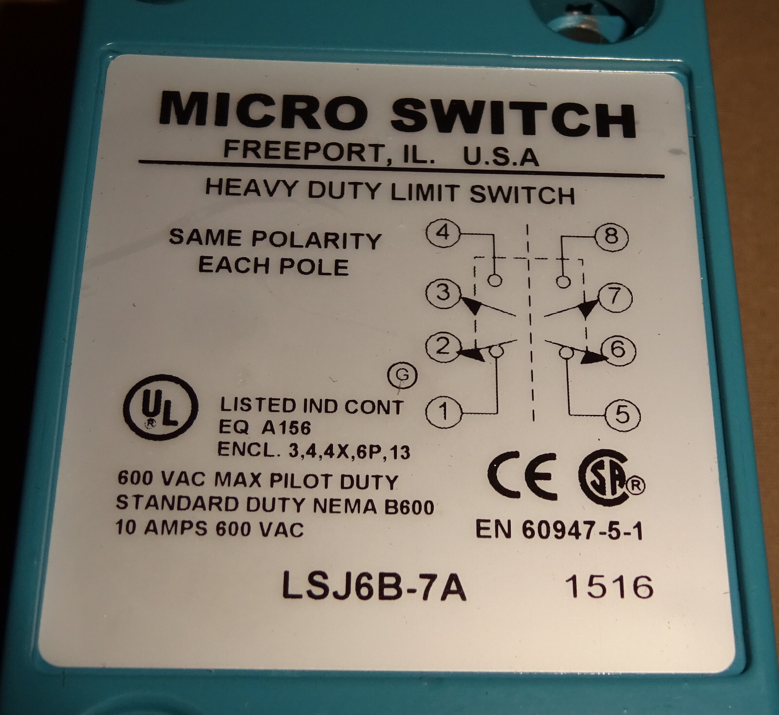 Honeywell Microswitch LSJ6B-7A Limit Switch LSJ6B7A NEW