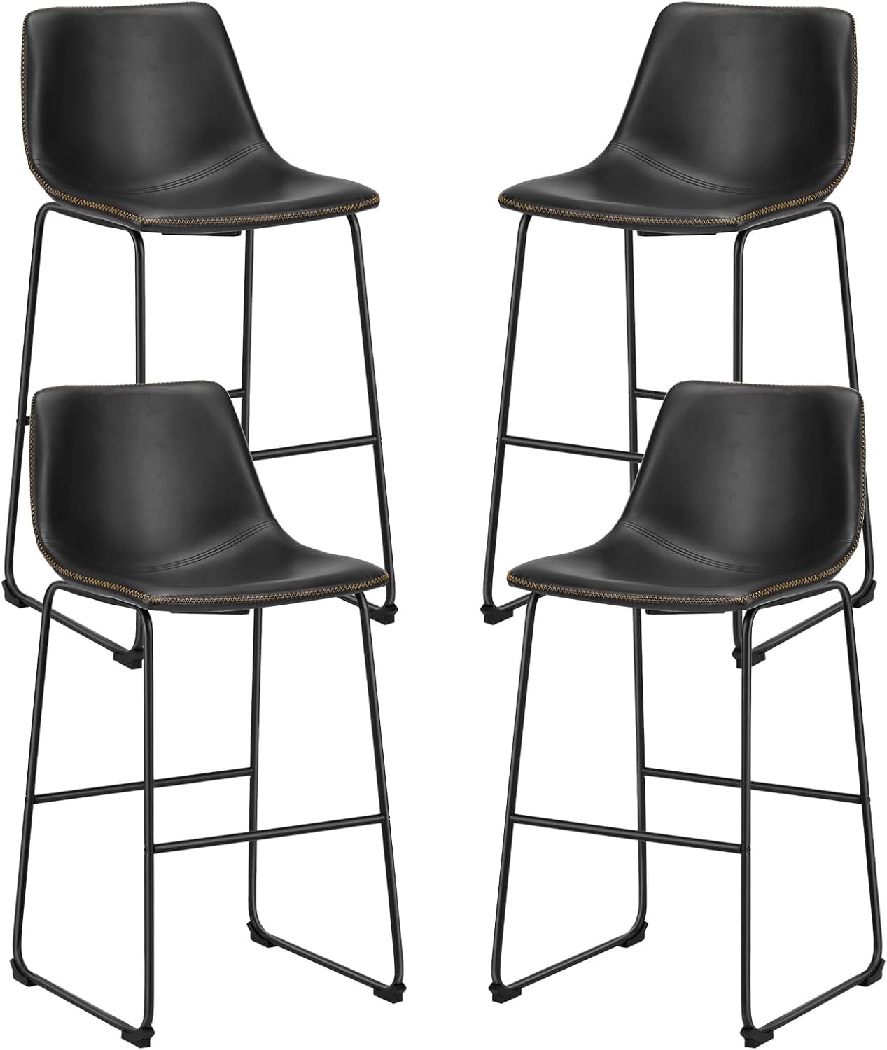 Counter Height Bar Stools Set of 4 30 inch Height Stool Faux Leather Barstools