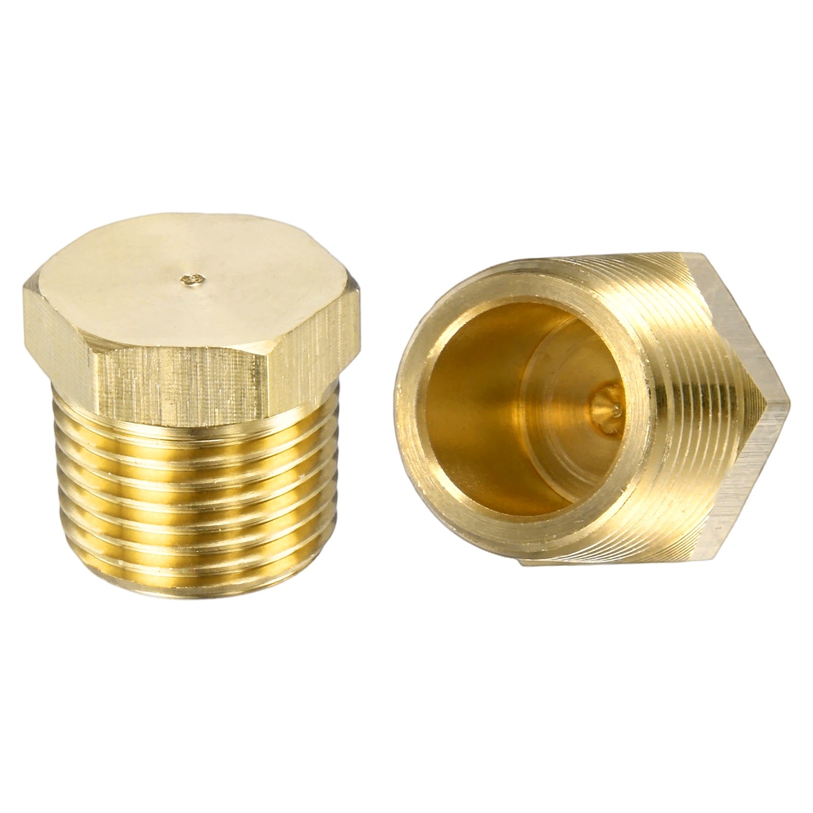 2-Pack Brass Pipe Fitting, 3/8 " NPT Female Thread Hex End Cap