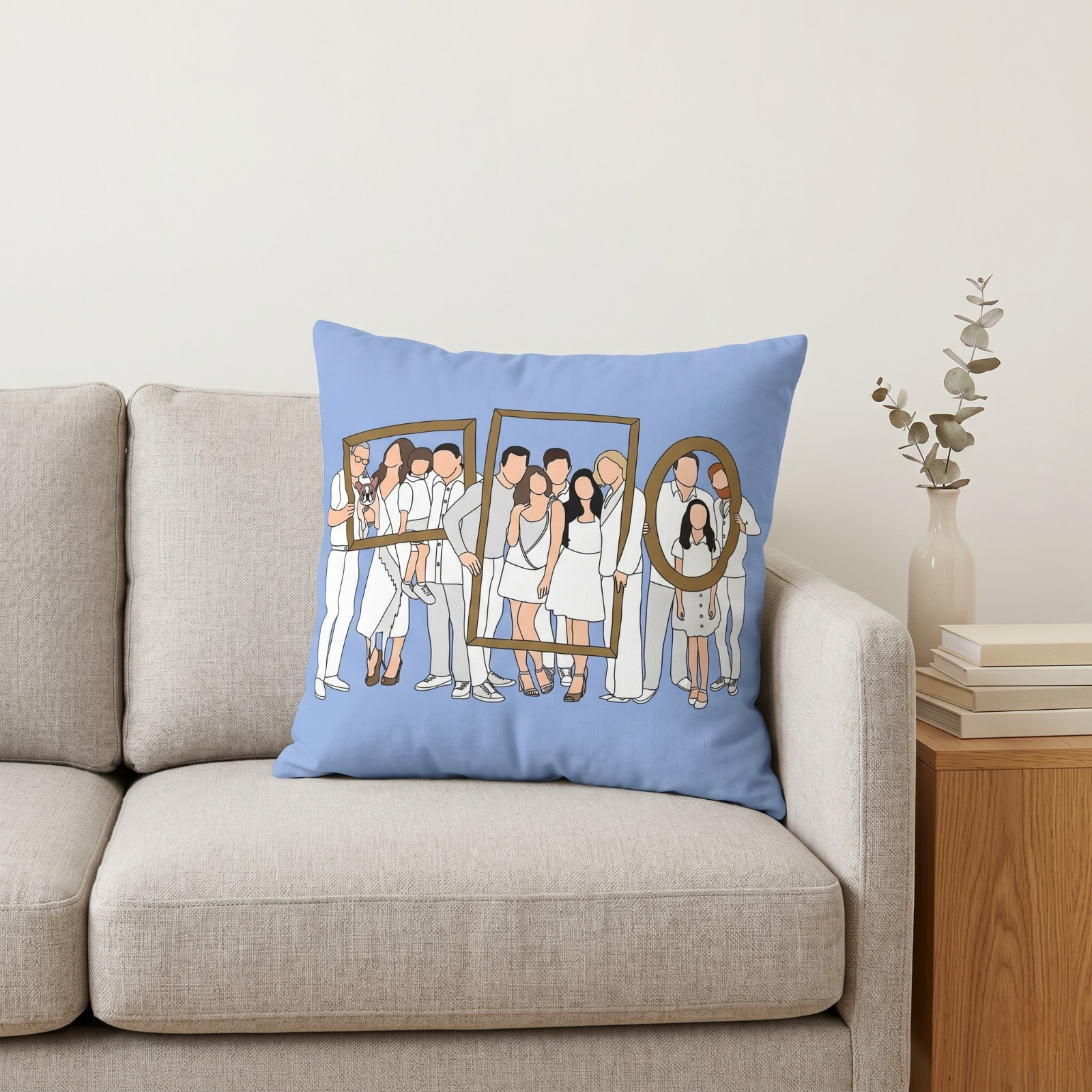 Modern Family Pillow Case TV Show Fan Gift Faceless Art Minimalist Decor