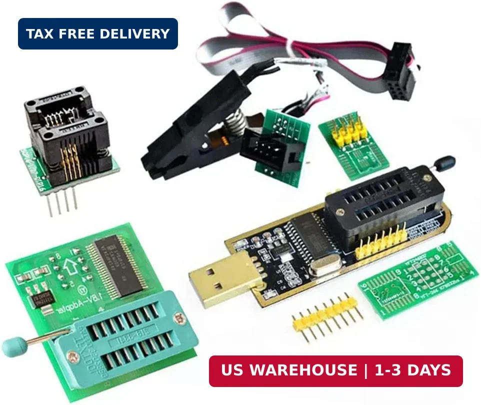 EEPROM BIOS USB Programmer CH341A + SOIC8 Clip + 1.8V Adapter + SOIC8 Adapter...