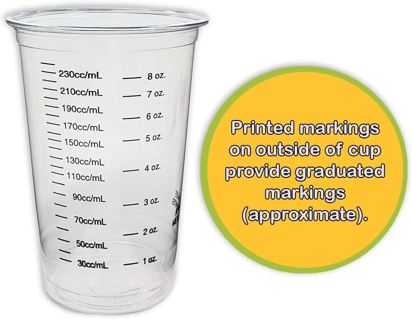 20 8oz Disposable Graduated Clear Plastic Cups for Mixing Paint, 8 Oz,
