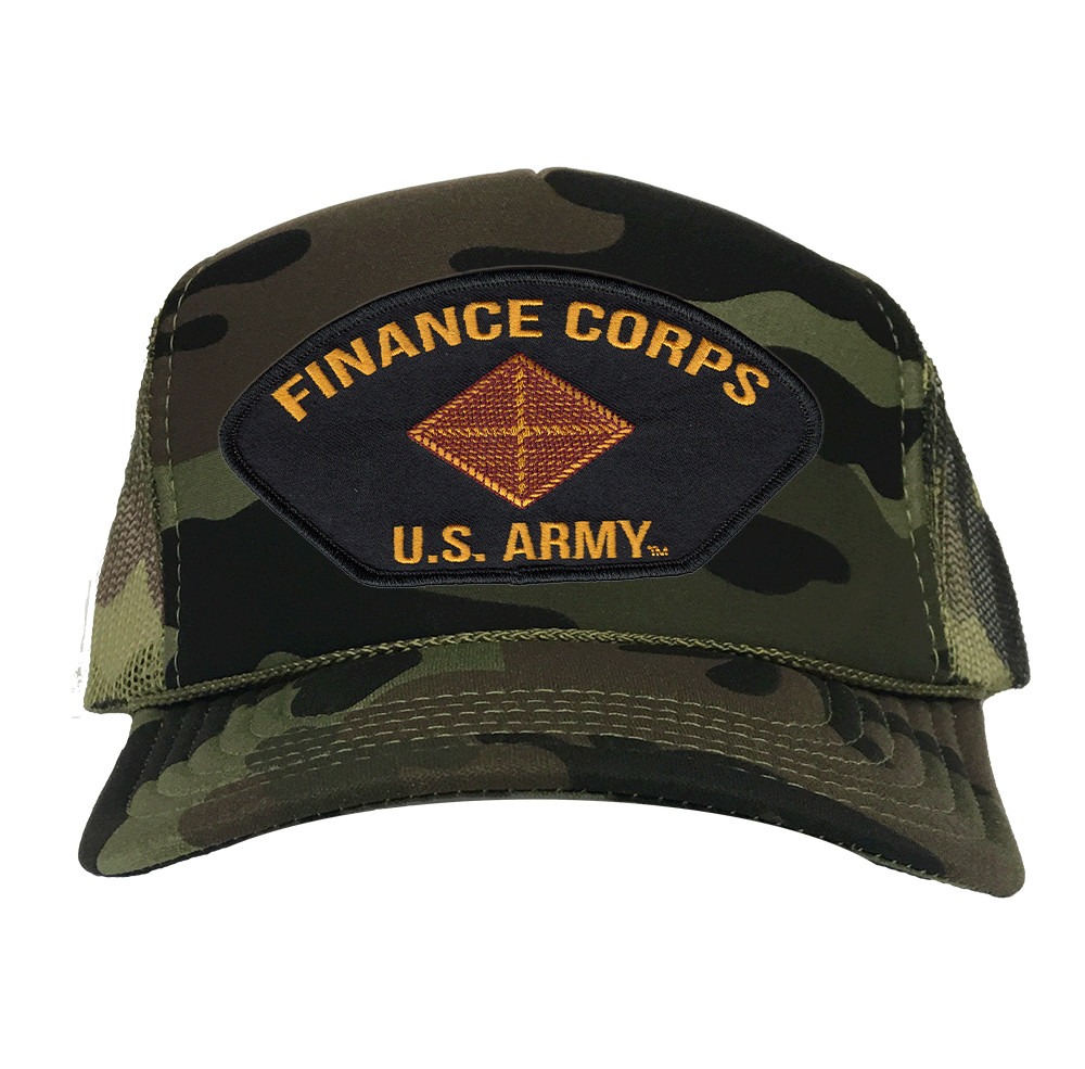 US Army Finance Corps Camo Mesh Ball Cap Officially Licensed