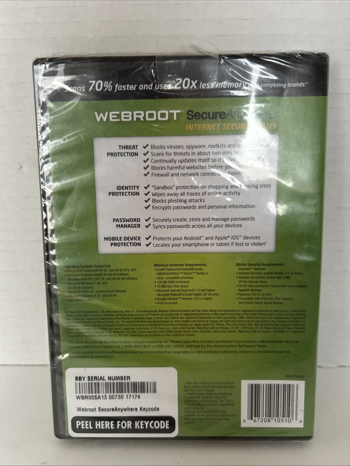 WEBROOT SecureAnywhere Internet Security Plus (DVD, 2012) 13DVDS2US NEW IN BOX