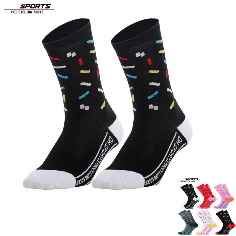 Pro Cycling Socks Mens Womens XC Riding Bicycle Sport Ankle Socks MTB BMX Black