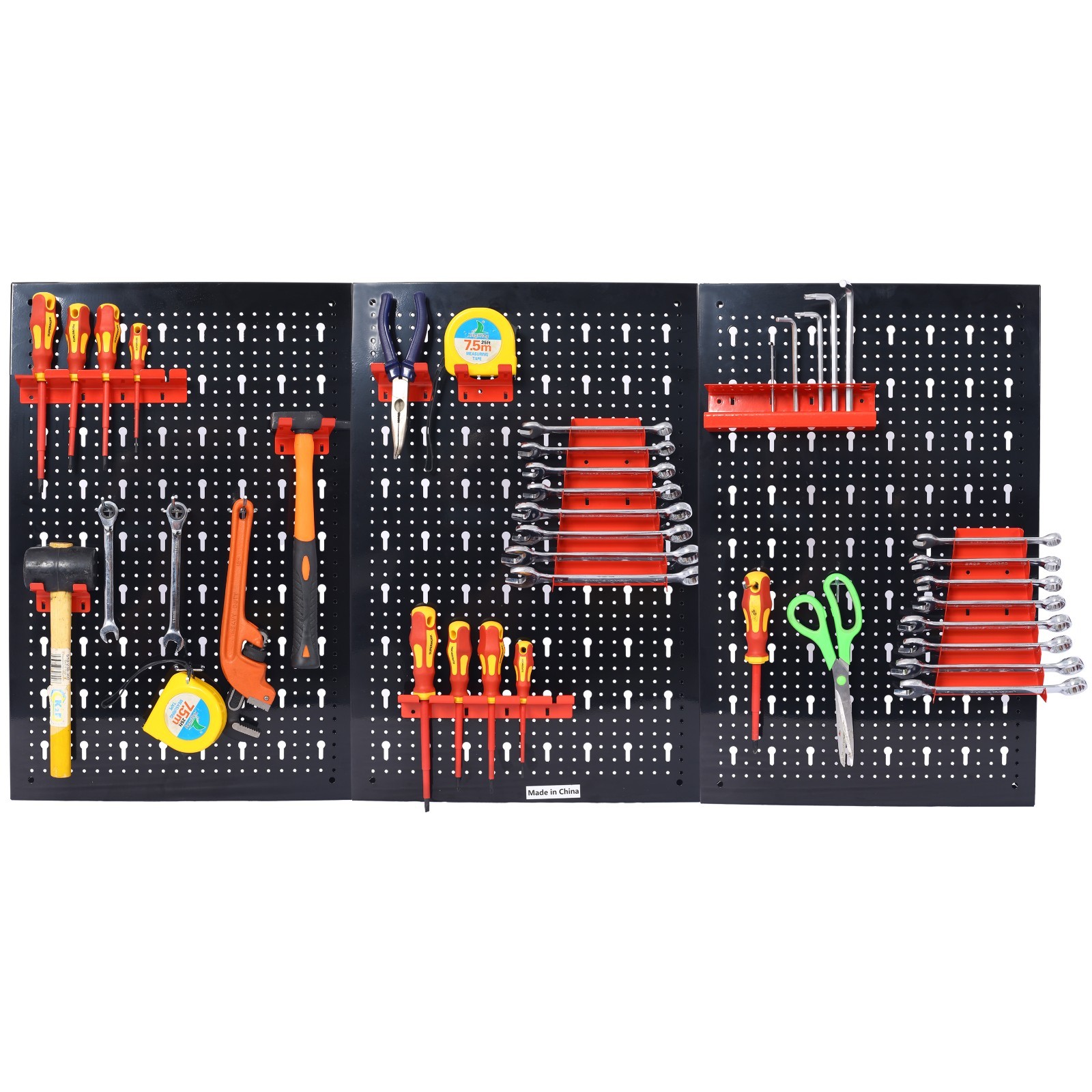 4ft Metal Pegboard Tool Organizer w/ 3 Boards & Hooks for Garage Workshop