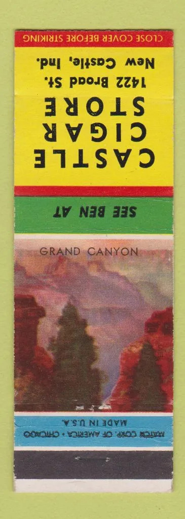 Matchbook Cover - Castle Cigar Store New Castle IN Grand Canyon