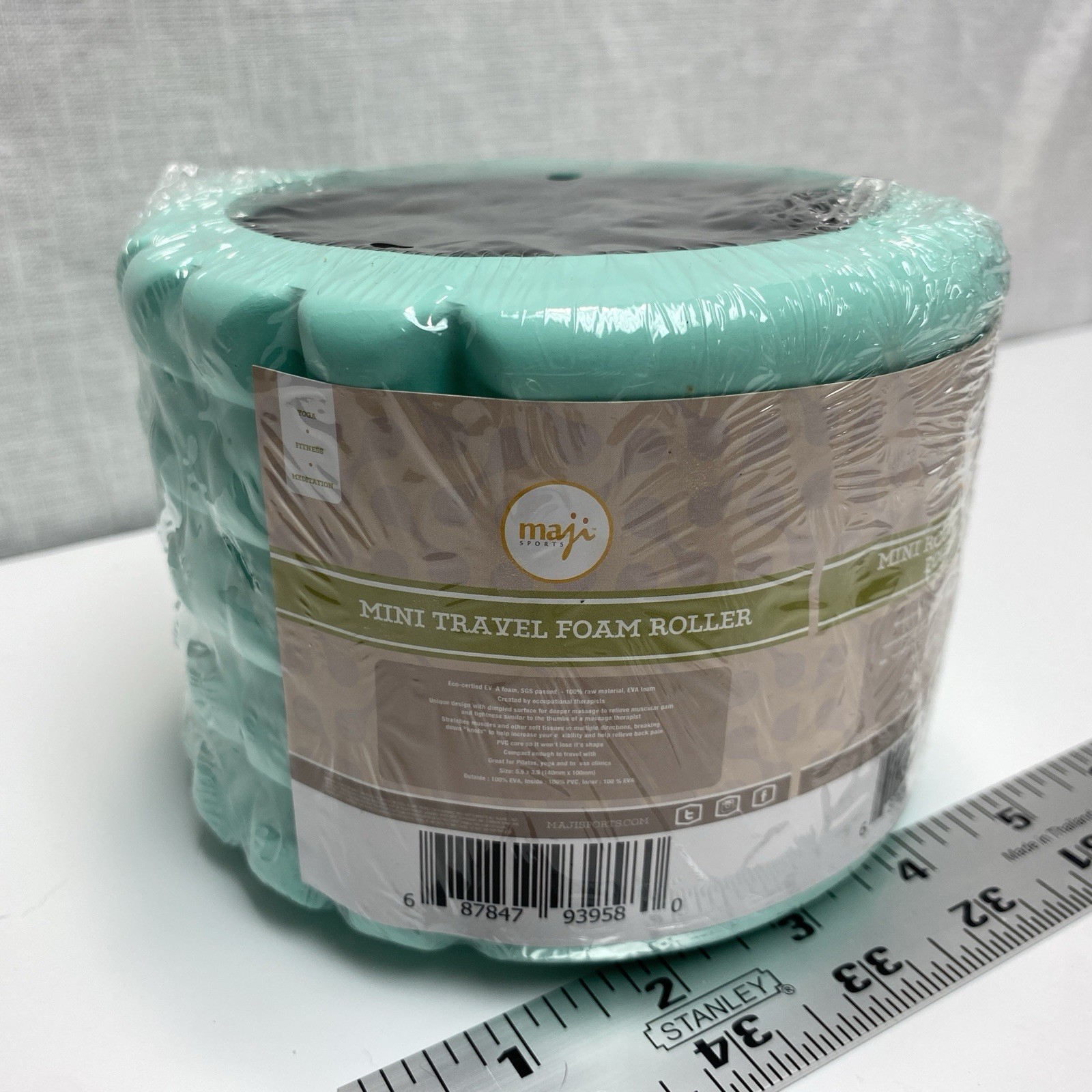 Maji Mini Foam Roller Teal  Travel Size 5 1/4”w x 4”h NEW Pressure Point