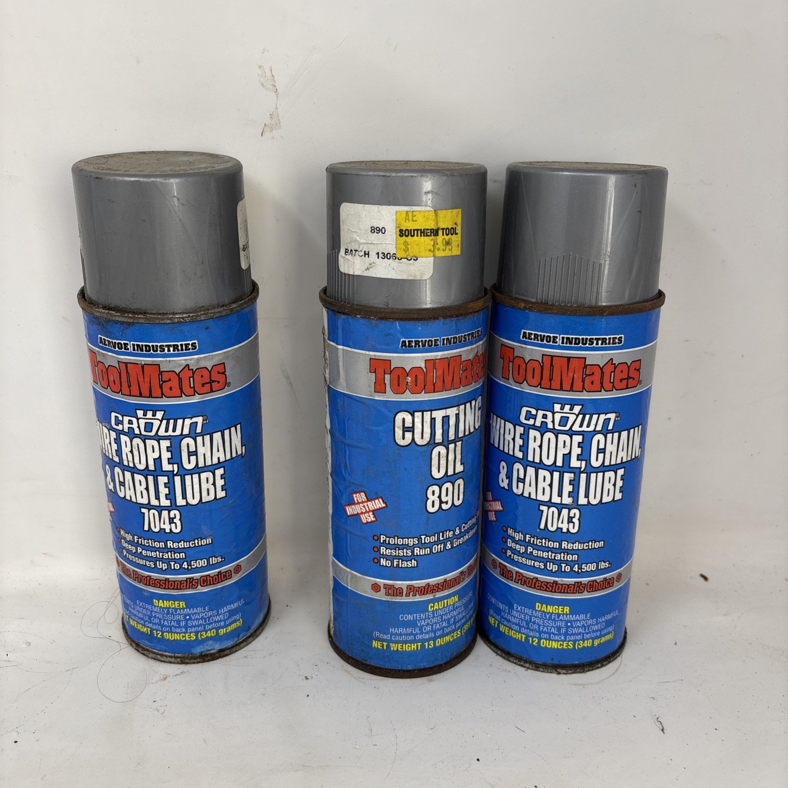 Aervoe ToolMates Crown Wire Rope Chain Lube 7043 and 890 Cutting Oil Lot