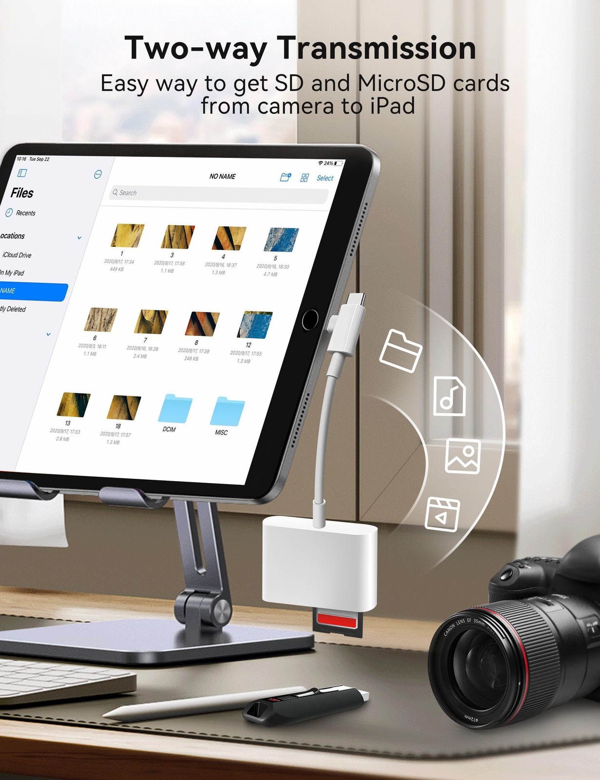 OPxjzws SD Card Reader for iPhone, Adapter with Lightening & USB C...